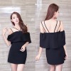 2338 sexy off shoulder lotus leaf variety of wear dress