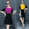 252 Korean fashion slim color matching dress