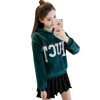 1821 Korean fashion hooded gold velvet sweatshirt