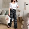 178 retro drawstring high waist dot wide leg pants