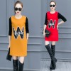 263 Korean fashion long sleeve color matching woolen dress