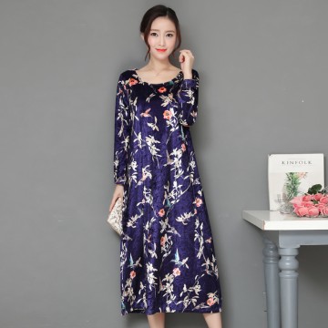 A076 velvet printing fashion loose dress