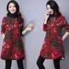 9087 folder cotton knitted print thick dress