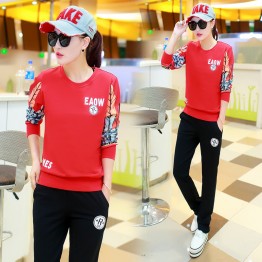 248 casual long sleeves round neck slim printing tracksuit