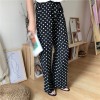 178 retro drawstring high waist dot wide leg pants