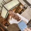 6645 Korean temperament chest pocket long sleeves off shoulder lapel collar shirt