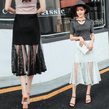 jA389 high waist lace fishtail skirt