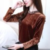 837 long sleeve temperament gold velvet blouse