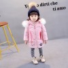 177371 children's winter cute rabbit big hair collar thickening warm hooded cotton coat