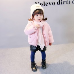 177370 small girl's winter cute rabbit ears scarf thickening warm hooded cotton coat