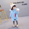 177371 children's winter cute rabbit big hair collar thickening warm hooded cotton coat