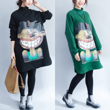 9962 wool lining print long sweatshirt