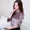 837 long sleeve temperament gold velvet blouse