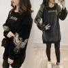 2698 thick loose letters sequined embroidered gold velvet sweatshirt