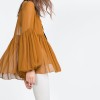 Fashion pure color holiday bohemian lantern sleeves natural drape blouse