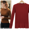 7103 long sleeve slim knit crew neck sweater