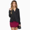 Euramerican fashion solid color cross large lapel drape chiffon shirt