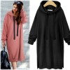 7116 hooded long sleeve long sweatshirt dress