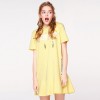 2018 spring and summer short-sleeve letters streamers flounced hooded dress