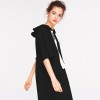 2018 spring and summer Amazon trendy ribbon hooded five-point sleeves big pocket dress