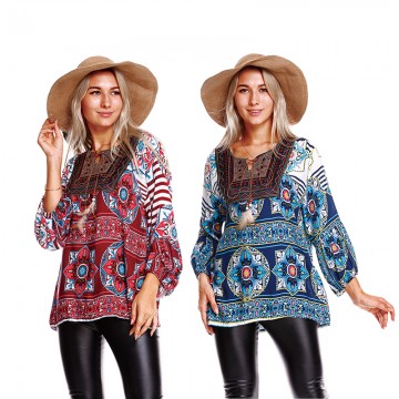 9837 autumn new loose holiday wind shirt