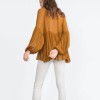 Fashion pure color holiday bohemian lantern sleeves natural drape blouse