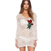859 Amazon trendy knitted embroidery beach blouse