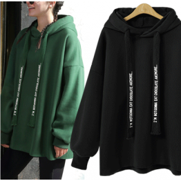 7119 loose hooded letters print sweatshirt