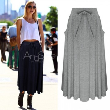 7091 lacing bow knit comfortable knit skirt