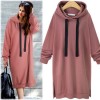 7116 hooded long sleeve long sweatshirt dress