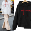 7115 printing irregular letter hooded sweatshirt