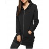 9839 drawstring waist hooded zipper long sleeve pocket long coat 