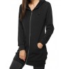 9839 drawstring waist hooded zipper long sleeve pocket long coat 