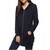 9839 drawstring waist hooded zipper long sleeve pocket long coat 