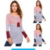 9838 fashion color matching stripes long sleeve irregular T-shirt 