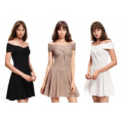 9804 cross chest off shoulder shoulder strap dress