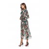 1006-1 Printing Lacing Long Sleeve Dress