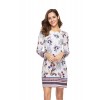 1008-1 Printing Flower Long Sleeve Dress