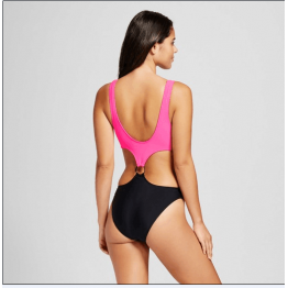 G0007 solid color buckle swimsuit