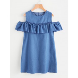 9916 Off shoulder Denim Dress