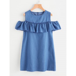 9916 Off shoulder Denim Dress