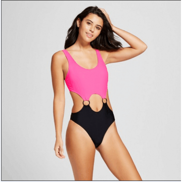 G0007 solid color buckle swimsuit