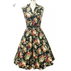 7073 Hepburn sexy retro sleeveless floral print dress with belt