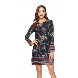 1008 Printing Long Sleeve Dress