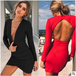 8162 Sexy Pack Hip Hollow Dress 