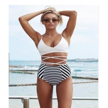 G0040 bikinis striped stitching swimsuit