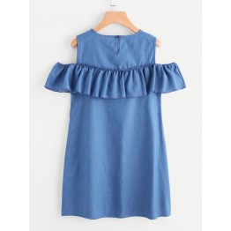 9916 Off shoulder Denim Dress