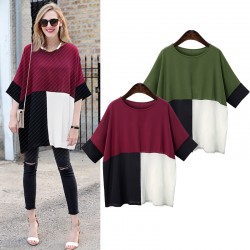 7075 large size bat loose color sleeve T-shirt