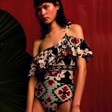 8985 cloak printing one-piece swimsuit 