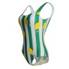 8988 lemon green striped one piece swimsuit